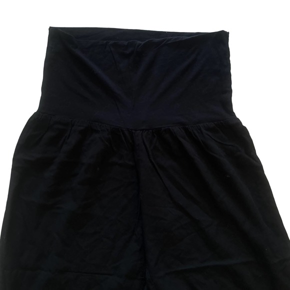 M L Baik Baik Honolulu Black Cropped Ruffle Bottom Wide Leg Pants Foldover Waist - Picture 2 of 5